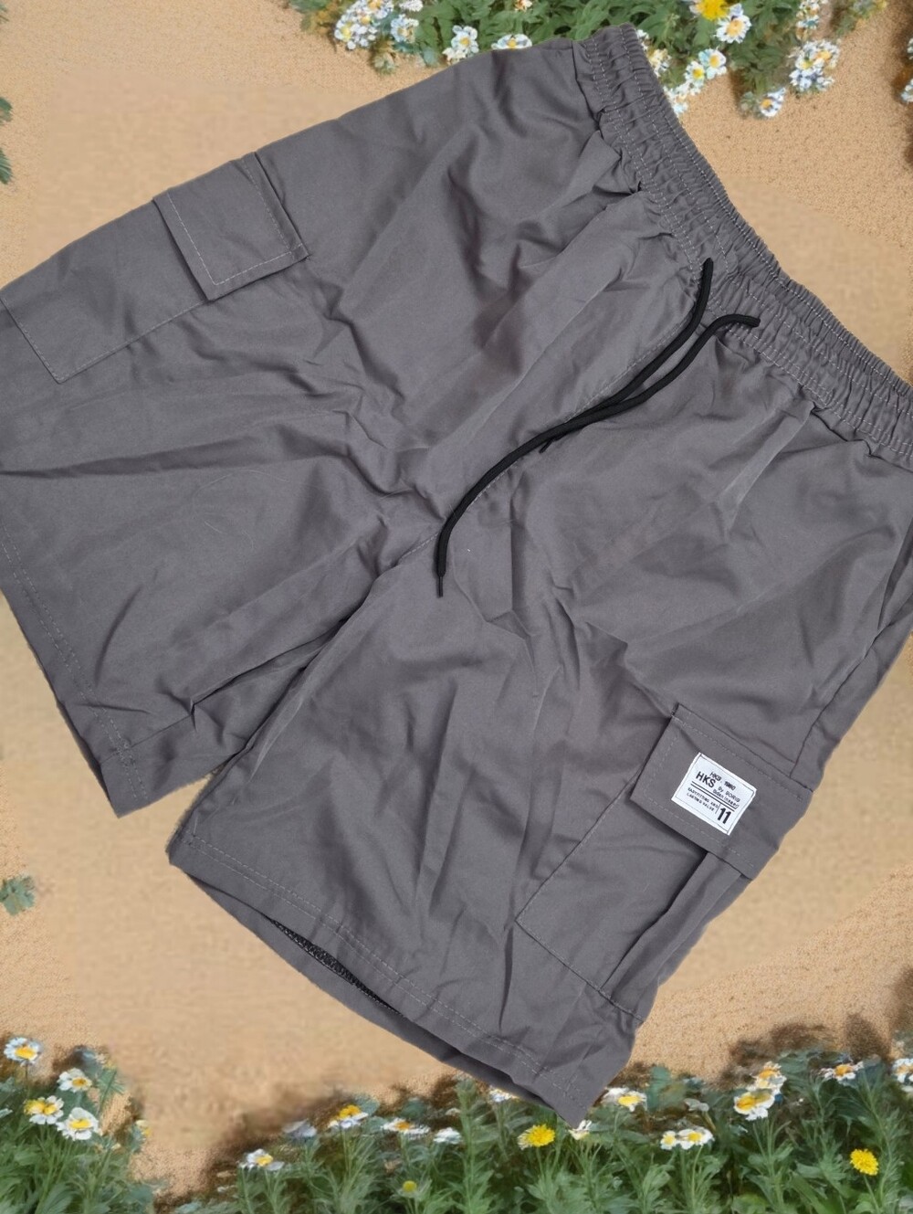Waterproof cargo gray shorts active Men size L